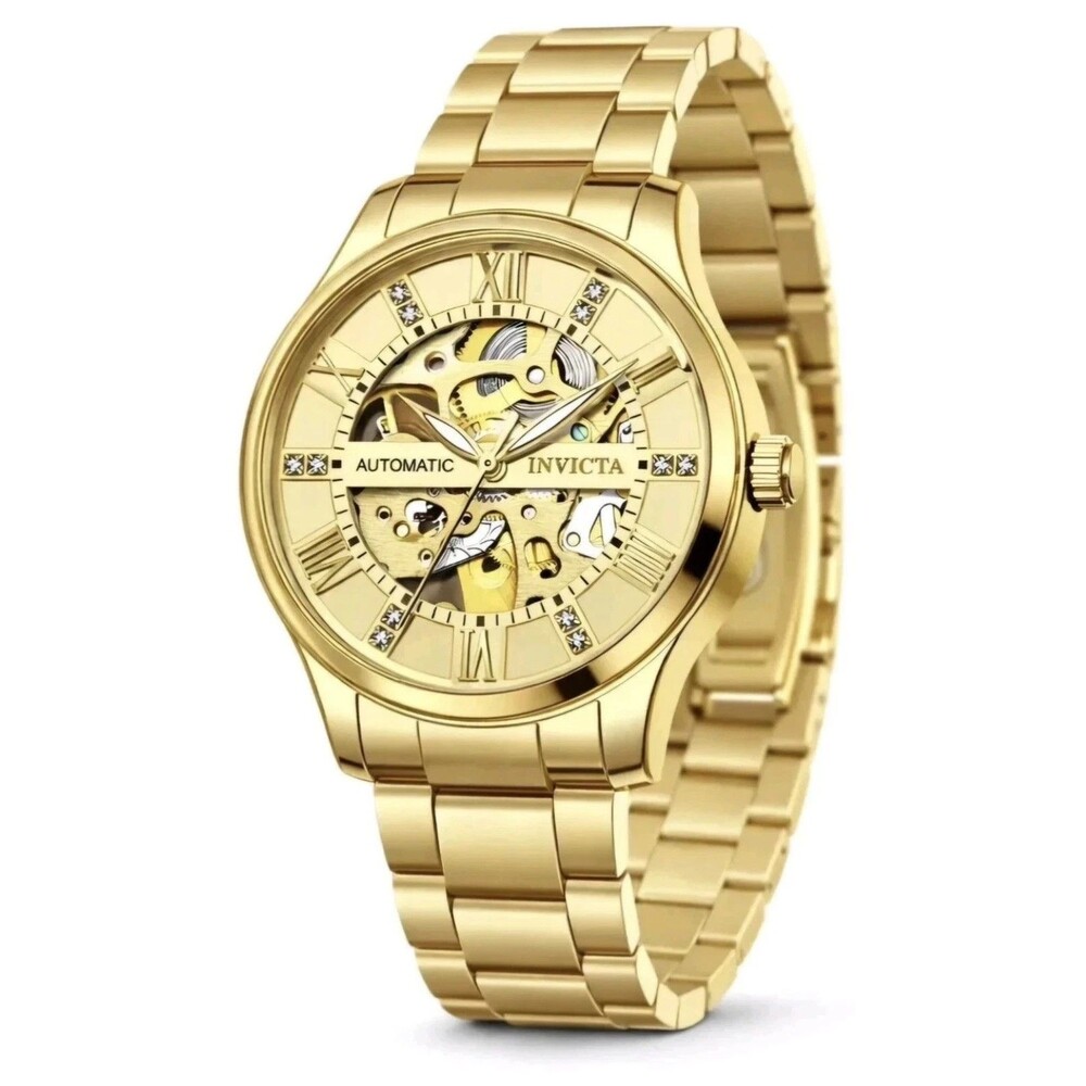 Invicta 69115 Objet D'Art 40mm Skeleton Automatic Gold Tone Steel Dress Watch